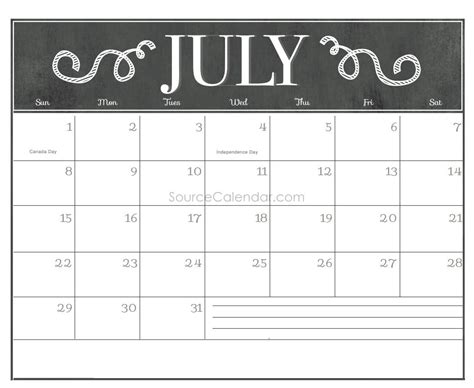 Pin By Calendar On July 2018 Calendar Chalkboard Calendar Printable