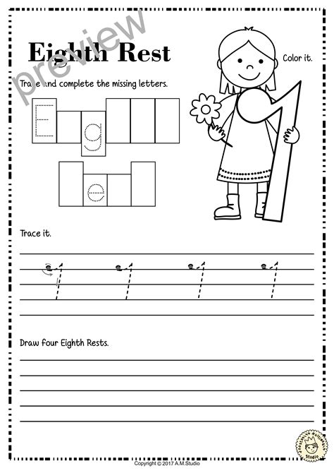 Dotted Notes And Rests Worksheets