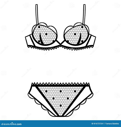 Hand Drawn Lingerie Panty And Bra Set Stock Vector Illustration Of