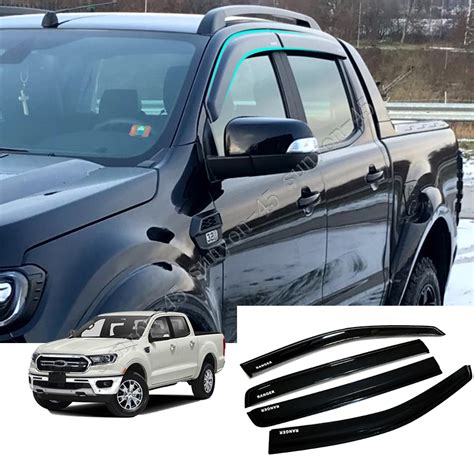 For Ford Ranger 2019 2021 Abs Black Window Visor Vent Shades Sun Rain