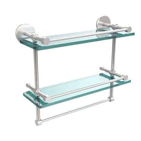 Allied Brass 16 In L X 12 In H X 5 In W 2 Tier Gallery Clear Glass Bathroom Shelf With Towel