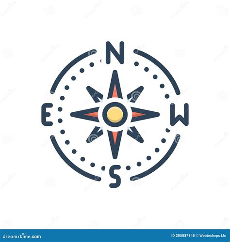 color illustration icon  west compass  discovery stock vector