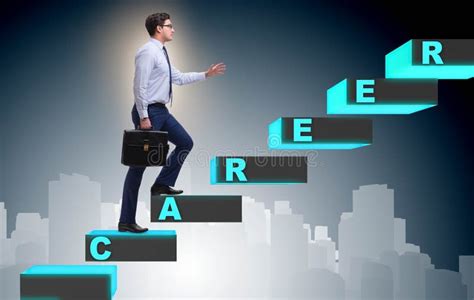 Businessman Climbing Career Ladder In Business Concept Stock Photo