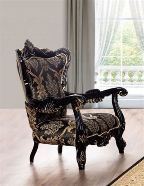 Casa Padrino Luxus Barock Wohnzimmer Sessel Schwarz Gold