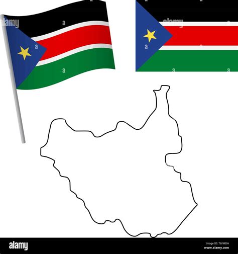 South Sudan Flag And Map Patriotic Background National Flag Of South