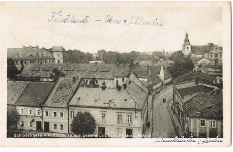 Totale mit Straßenblick Friedland in Oberschlesien Ansichtskarten