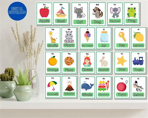 Printable Alphabet Flashcards Game Fun ABC Learning Activity Instant ...