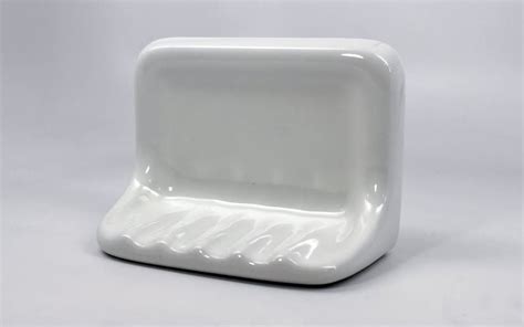 Bath Accessory Shower Soap Dish White Ceramic Thinset Mount Ceramic