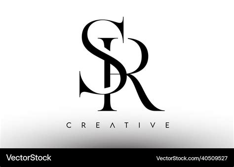 sr minimalist serif modern letter logo  black vector image