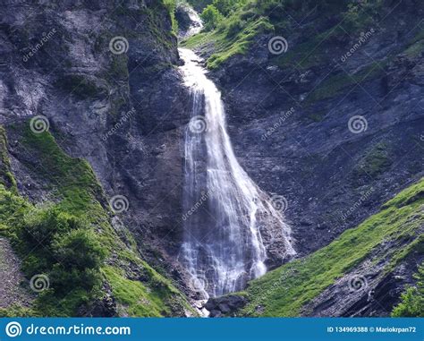 Isengrindfall Waterfall In Weisstannen Royalty Free Stock Image