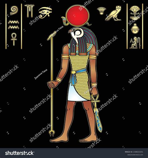 Animation Color Portrait Ancient Egyptian God Stock Vector (Royalty ...