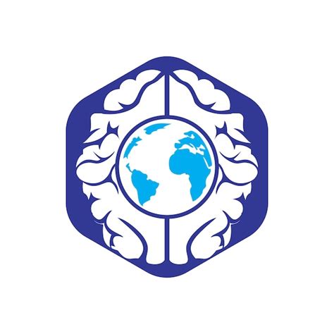 Plantilla De Logotipo De Vector De Cerebro Mundial Vector Premium