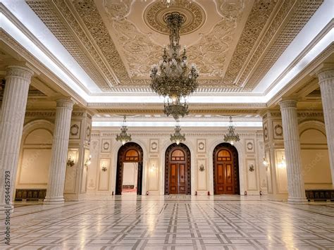 Bucharest Romania April 6 2022 Inside Parliament Palace Luxurious Conference Room Vintage