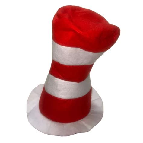 Dr Seuss Cat In The Hat Costume Top Hat Adult Red White Striped Tricot