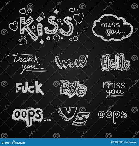 Hand Drawn Set Of Speech Bubbles With Dialog Words Stock Vector