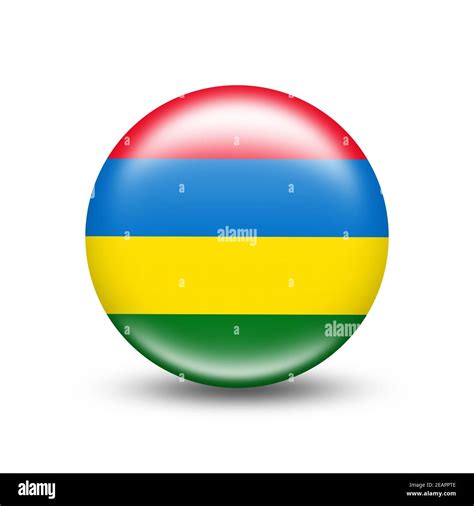 Mauritius Country Flag In Sphere With White Shadow Stock Photo Alamy