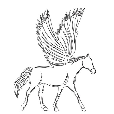 Croquis Ailé Pegasus Sur Fond Blanc Vecteur Isolé Vecteur Premium