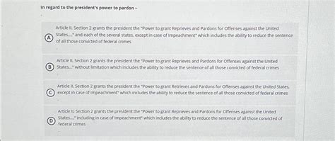 Solved In regard to the president's power to pardon -Article | Chegg.com