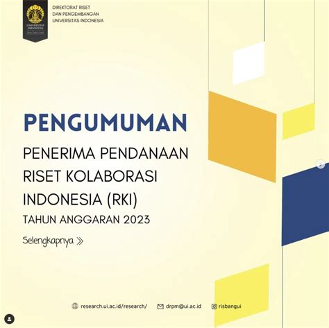 Pengumuman Penerima Pendanaan Riset Kolaborasi Indonesia Rki Tahun