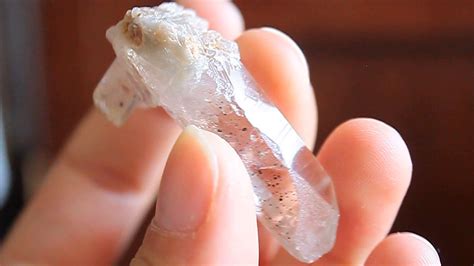 Clear Quartz Specimen With Dark Spots Youtube