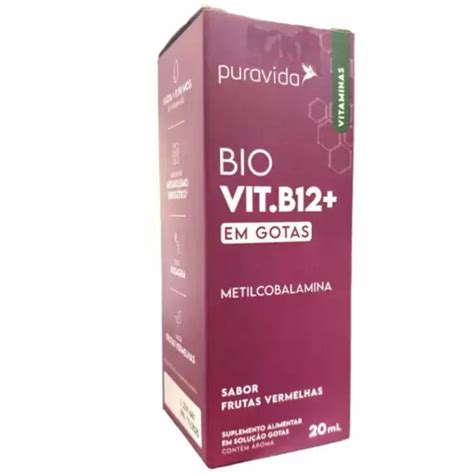 B12 Drops Puravida Biodisponivel Metilcobalamina 20ml 976629 Droga Raia