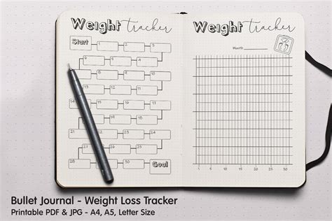 Bullet Journal Weight Loss Tracker Creative Photoshop Templates ~ Creative Market