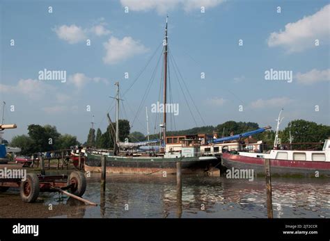 Boats On The River Orwell At Pin Mill Suffolk Uk Stock Photo Alamy