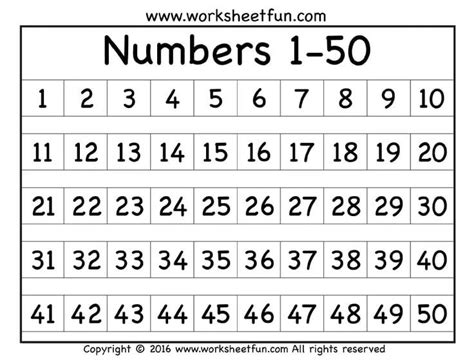 Numbers 1-50 Printable Worksheets - WorksheetsCity