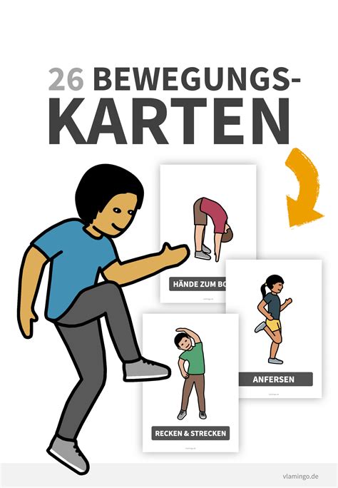 34 Bewegungskarten für Kinder Kindergarten Grundschule Fitness