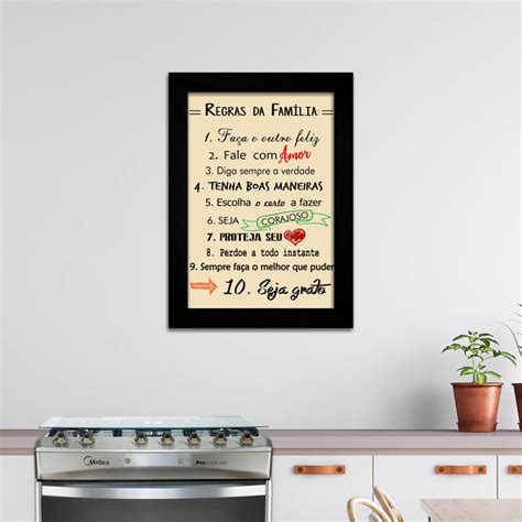 Quadro Decorativo Frase Regras Da Familia Black Vintage