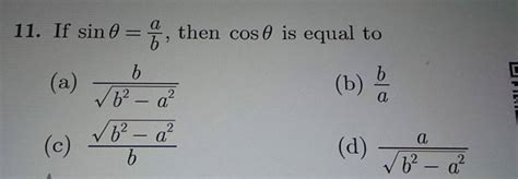 If Sin Ba Then Cos Is Equal To A B A B B Ab C Bb A