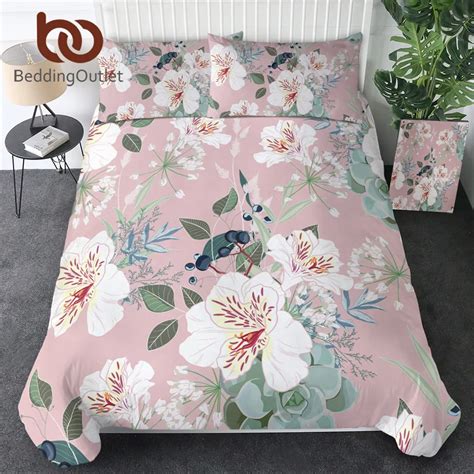 Bedding Outlet Bl Hende Blumen Bettw Sche Set Aquarell Trend Ige Stepp