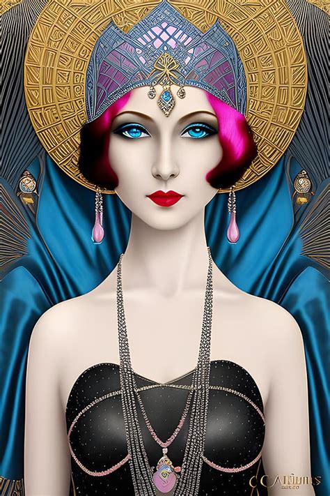 Beautiful Stylistic Digital Art Portrait Of A Roaring Twenties Flapper