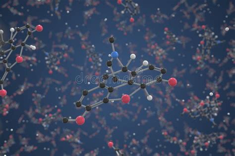 Codeine Molecule Ball And Stick Molecular Model Chemistry Related 3d Rendering Stock