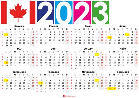 Calendrier Canadien 2022-2023 - Image Calendrier 2022