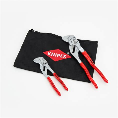 Knipex 2 Pc Pliers Wrench Set With Keeper Pouch 7 And 10 Plastic Grip