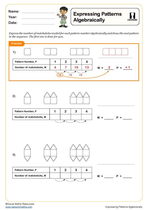 Expressing Patterns Algebraically Worksheet Fun And Engaging