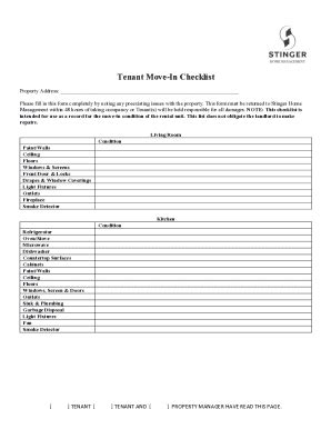 Fillable Online Move In Checklist Key Documents To Give Tenants Fax