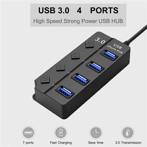 Hub USB 3 0 4 In 1 Comutator Independent HUB USB 4 Porturi