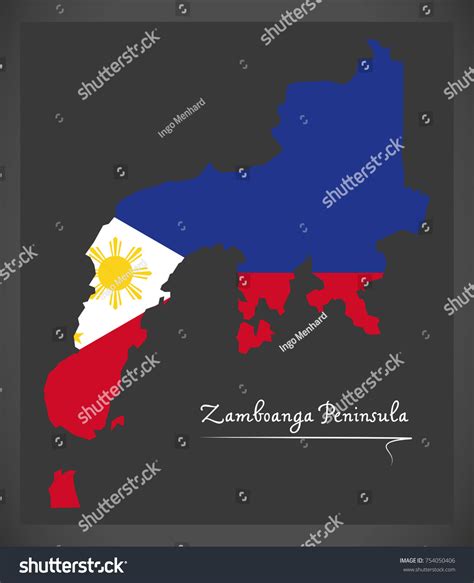 Zamboanga Peninsula Map Philippines Philippine National เวกเตอร์สต็อก