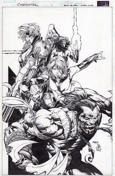 David Finch Cyberforce Cover Comic Art Comic Art Sketch David