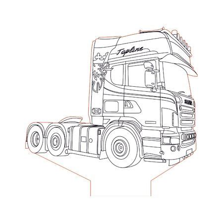 Scania Truck 2 3d Illusion Lamp Plan Vector File For Laser And CNC