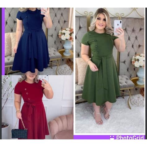 Vestido Plus Size Evangélico Social Rodado Godê Princesa Shopee Brasil