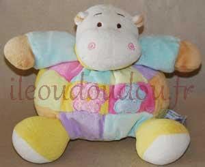 Peluche Boule Hippopotame Jaune Vert Bleu Et Rose MGM Dodo D Amour