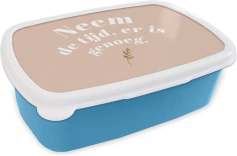 Broodtrommel Blauw Lunchbox Brooddoos Spreuken Quotes Neem De