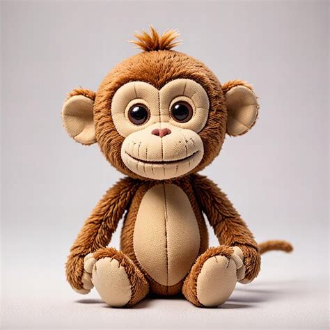 A Cute Monkey Plush Toy Isolated On A White Background Premium Ai