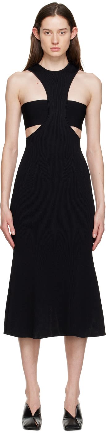 Black Slashed Harness Midi Dress By Alexander Mcqueen On Sale