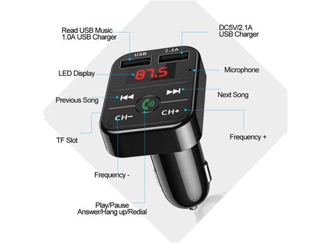 Car Bluetooth FM Transmitter Wireless Adapter Mic Audio Receiver Auto