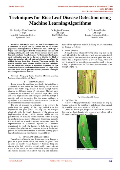 PDF Techniques For Rice Leaf Disease Detection Using Machine Learning