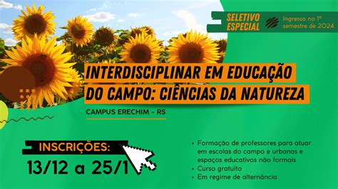 Seletivo Especial Para O Curso Interdisciplinar Em Educa O Do Campo